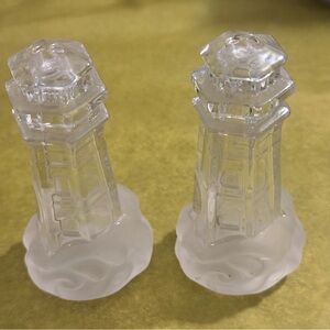 LENOX Clear Crystal Lighthouse Salt and Pepper Shakers